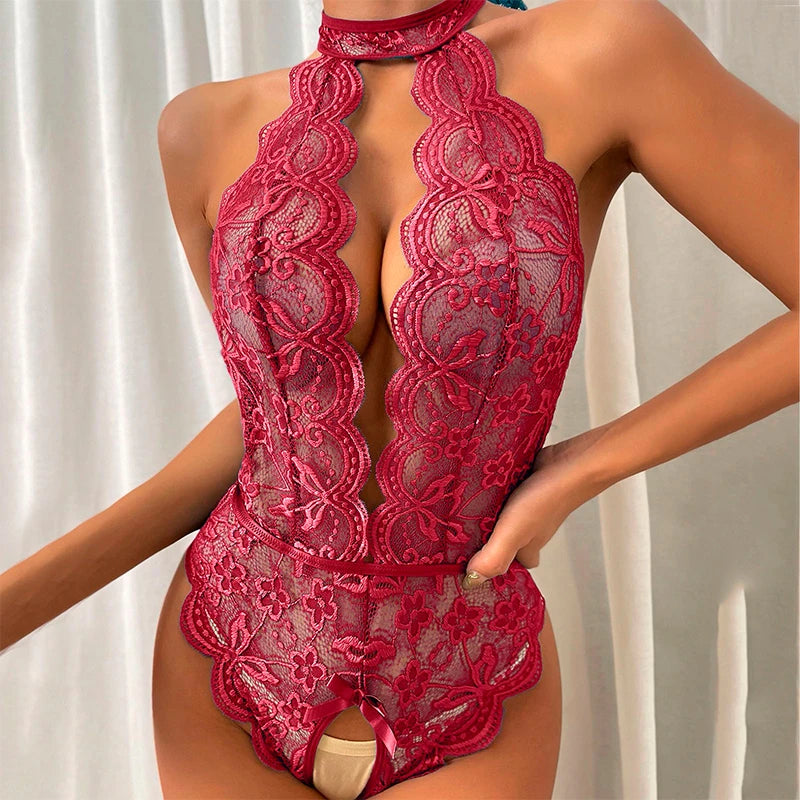 Erotic Lace Teddy Women's Lingerie Bodysuits Push Up Bras Sexy Exotic Clothing Lace Bow Ladies Pajamas Sexy Babydoll Bodysuits luvshop24