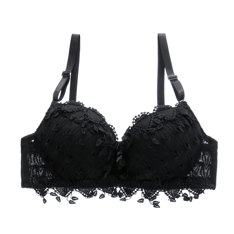 Lace Underwear Bra for Women Thin Wireless Adjustable Shoulder Strap Female Sexy Hollowed Floral Lace Underwear Large Size Bras luvshop24