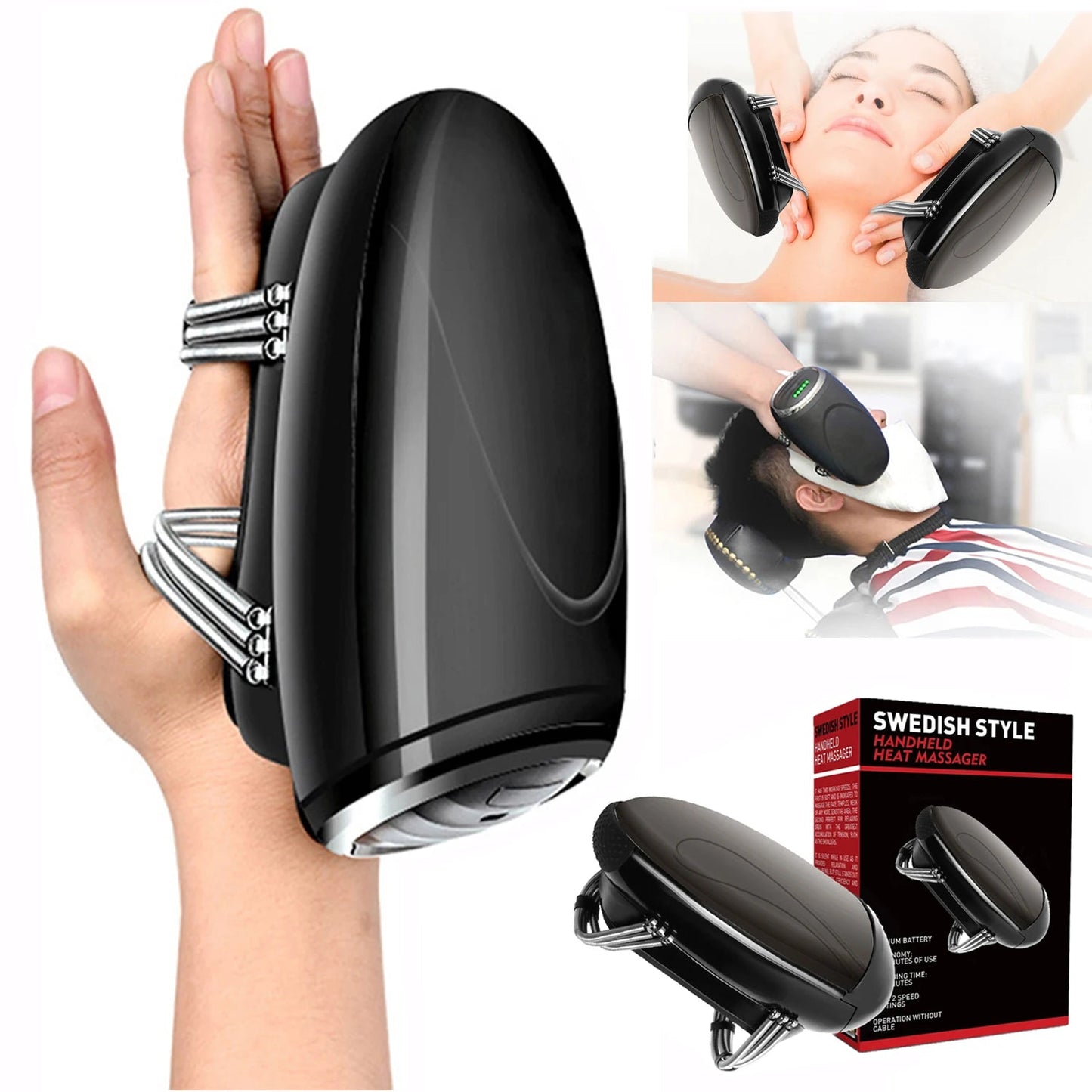 Barber Massager Professional Vibration Massager Barbershop Cordless Handheld Heat Massager USB Body Neck Back Head Face Massager luvshop24