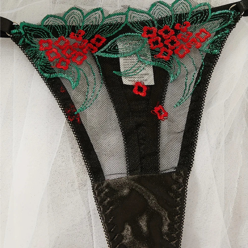 Floral Sexy Lingerie Lace Eroticу Bralette + Briefs Set Transparent Women's Underwear Embroidery Erotic Beautiful Bra And Panty luvshop24