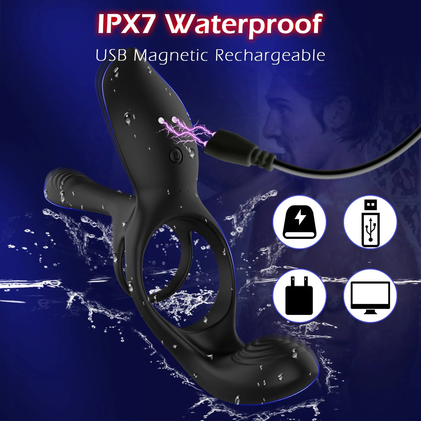 Kushor Vibrating Cock Ring Sex Toy Adult Goods For Men Ejaculation Delay Penis Extender Enlargement Male Massager Vibrator Gay luvshop24