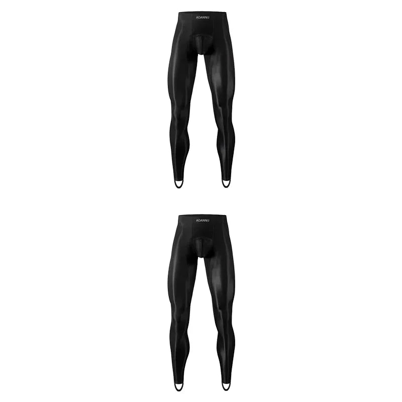 1/2/3PCS Men's Leggings Underwea Thin Sexy Transparent Ice Silk High Stretch Foot Anti Slip Pants Fitness Bottoms Pants AD776 luvshop24