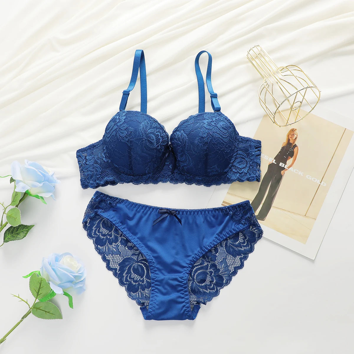 2-piece Sexy Multi-color Lingerie Set For Women's Gathering Push Up Underwear For Women's Flower Underwear Set A2155 luvshop24