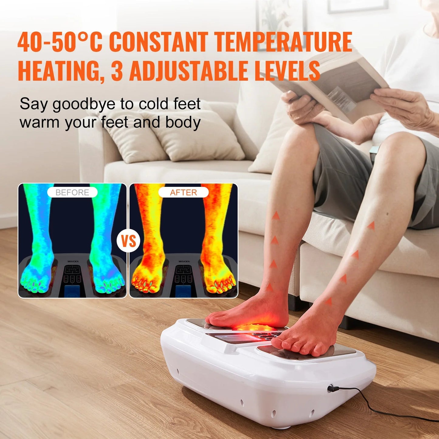 VEVOR Foot Circulation Stimulator with Heat EMS & TENS Foot Massager Electric Foot Stimulator for Pain Relief Muscles Vibrator luvshop24