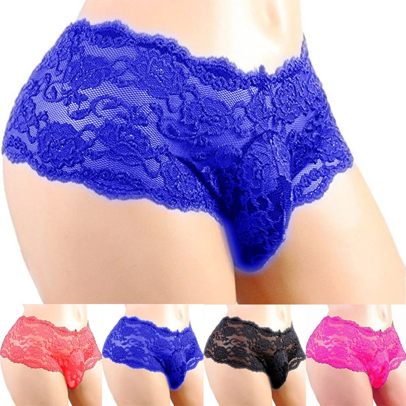 Men's Underwear Sexy Lingerie Sexy Panties Plus Siz Lace Sissy Male Breathable Jockstrap Briefs G-String Thongs Porno Underpants luvshop24