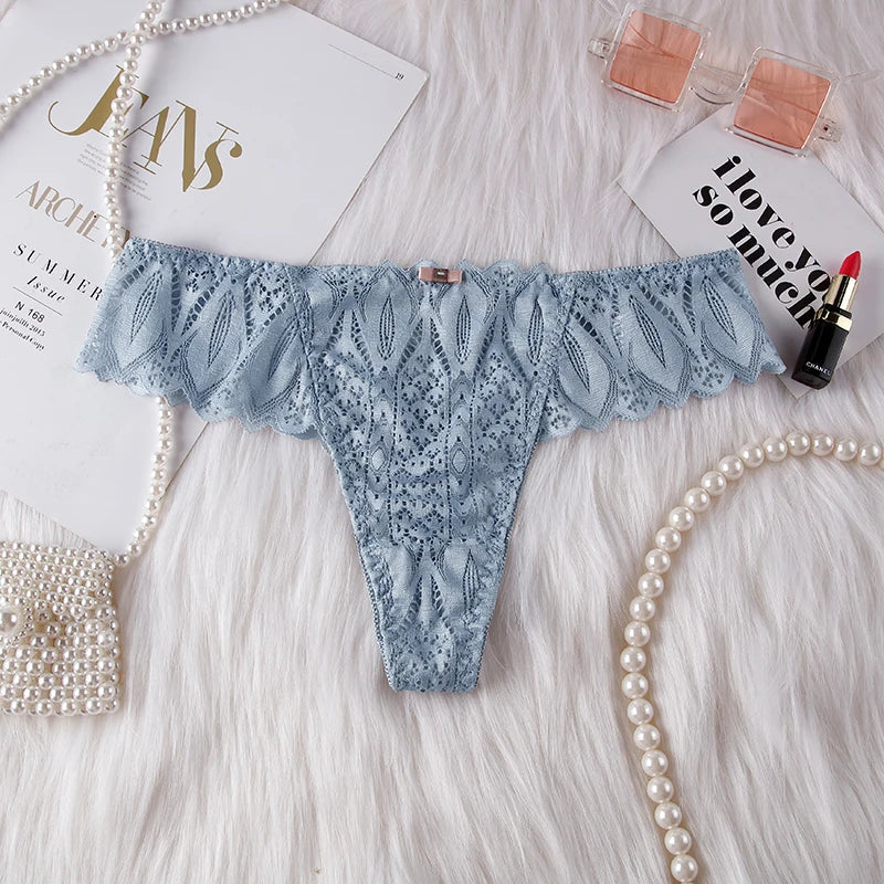 Hollow Out Lace Sexy Girls G String Panties Women Briefs Transparent Thong Thin Underwear Female Low Waist Lingerie Size S-XL luvshop24