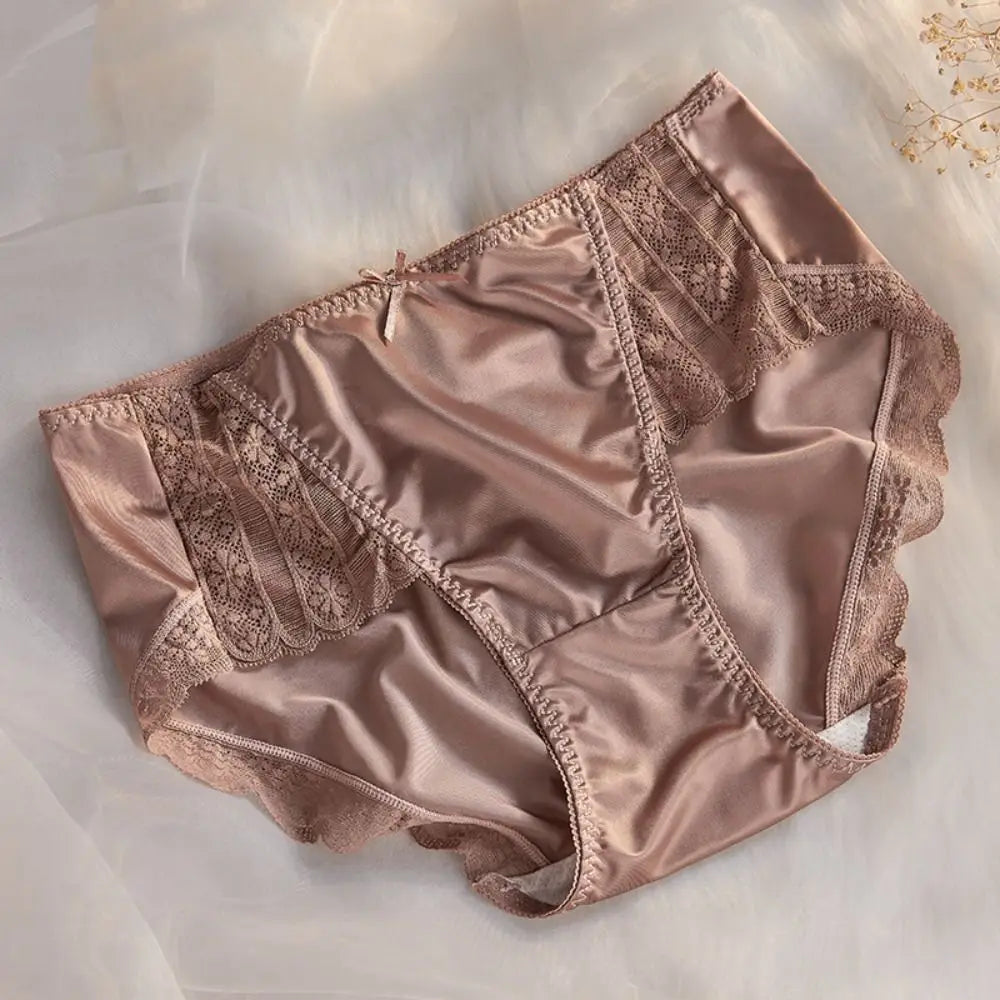 2Pcs Lingerie Underwear Lace Briefs Women Ultra-thin Bow Stain Silk Panties Mid Waist Underpants Mesh Seamless Briefs Lady luvshop24