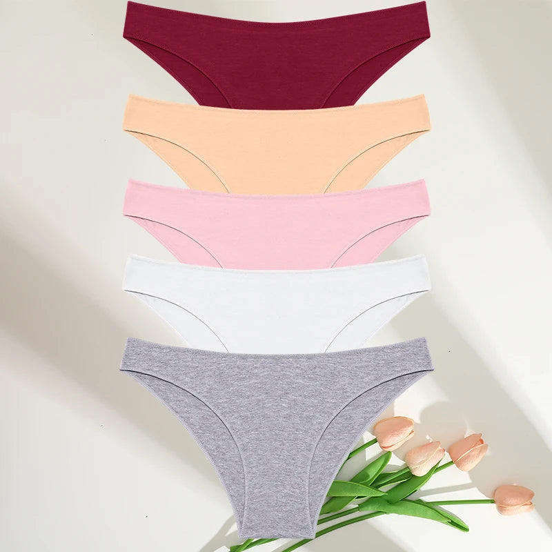 FINETOO 5PCS/Set M-XXL Panties Women Cotton Lingerie Woman Underwear Sexy Femme Underwear Girls Underpant Panty 7 Solid Colors luvshop24