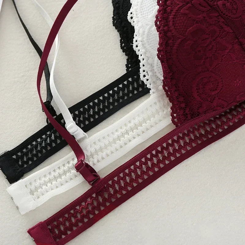 Lace Underwear Female Thin Section Bra Sexy Backless Lingerie Solid Color Embroidery Hollow Tube Top Black/RedWhite Bandeau Top luvshop24
