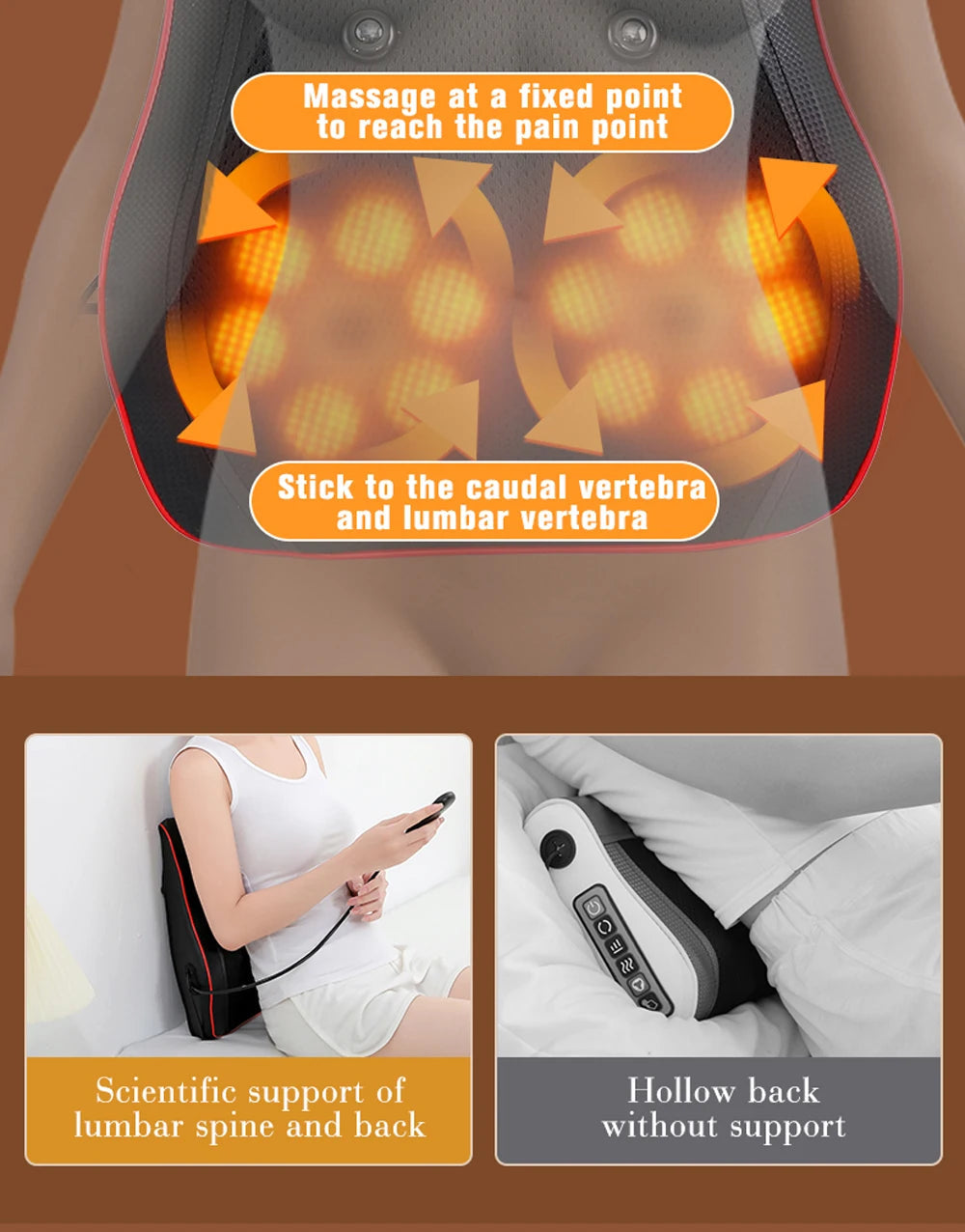 Portable Massager, Waist Massager, Full-body Muscle Relaxer, Car-portable Backrest Vibration Comfort Massager luvshop24