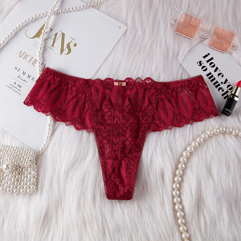 Hollow Out Lace Sexy Girls G String Panties Women Briefs Transparent Thong Thin Underwear Female Low Waist Lingerie Size S-XL luvshop24