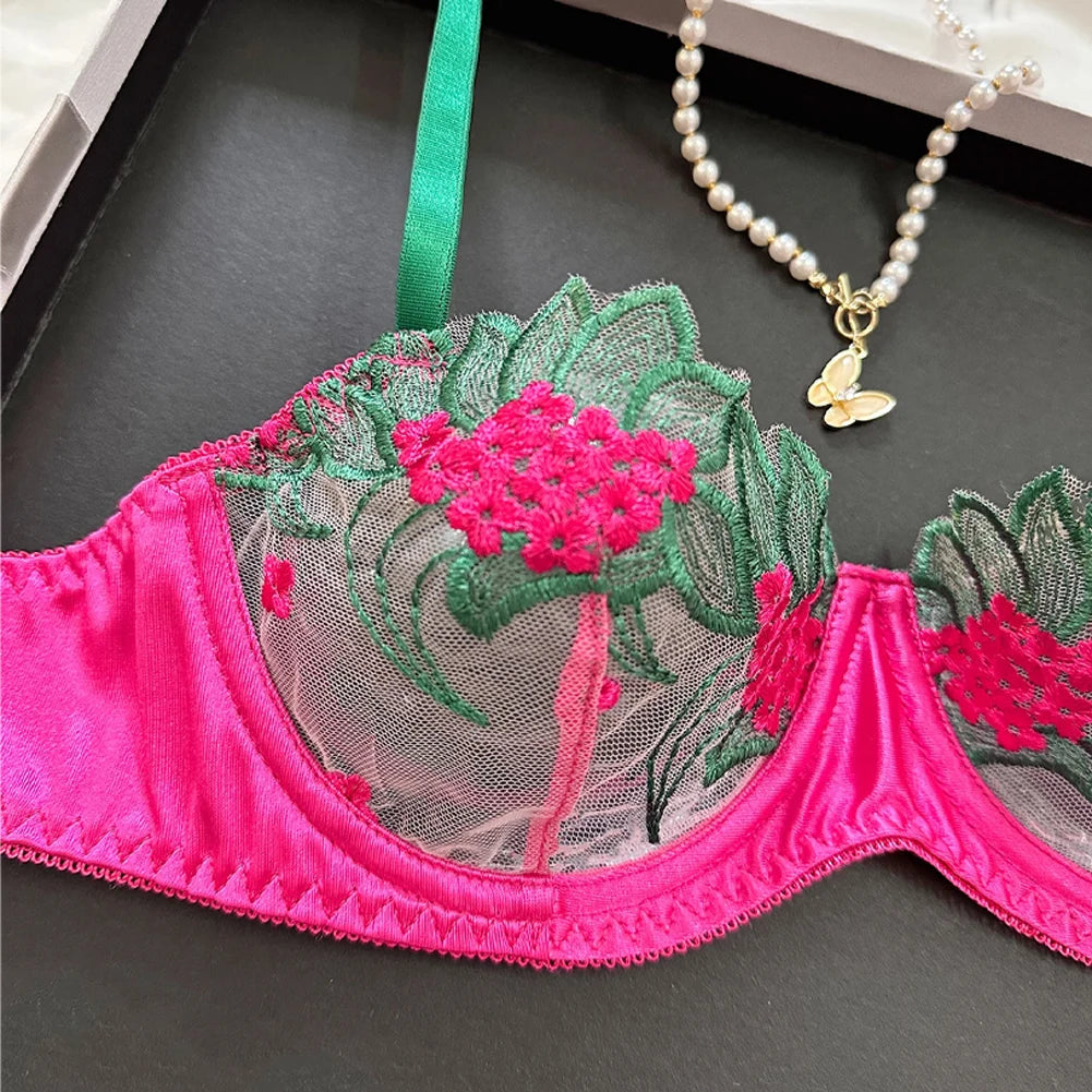 Floral Sexy Lingerie Lace Eroticу Bralette + Briefs Set Transparent Women's Underwear Embroidery Erotic Beautiful Bra And Panty luvshop24