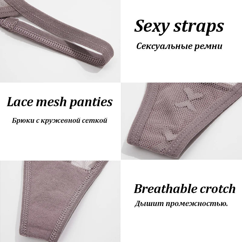 5Pcs Women Sexy Lace Floral G-String Panties String Transparent Underwear Intimates Panties Thong Low Waist Briefs Lingerie luvshop24