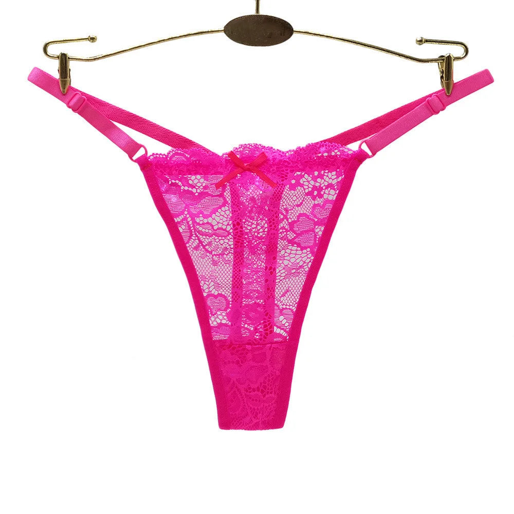 3PCS Adjustable Sexy Transparent Thong Panties Women Lace Underwear Low Waist Female T-back String Underpants luvshop24