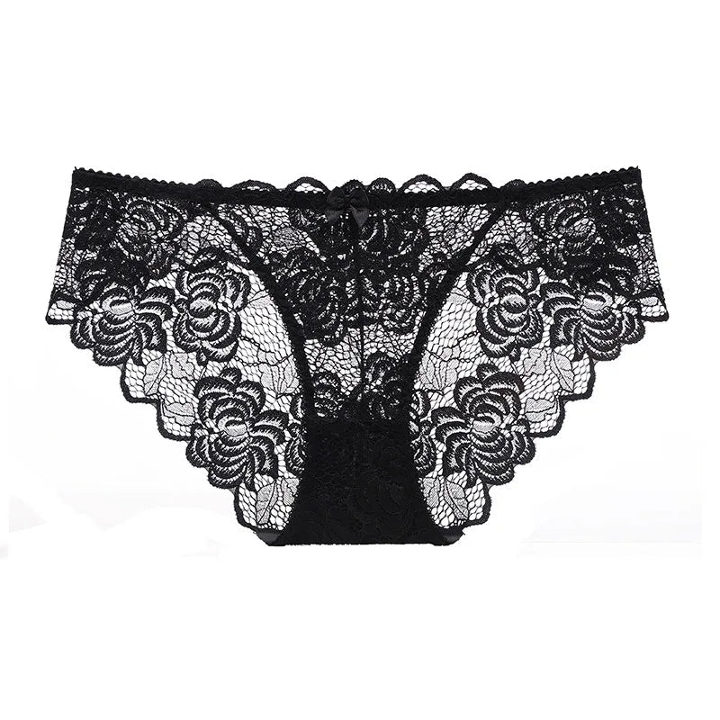 Sexy Lace Underwear Women Ultra-thin Transparent Lace Oversized Panties Female Underwear with Buttocks Low Waist Triangle Bottom luvshop24
