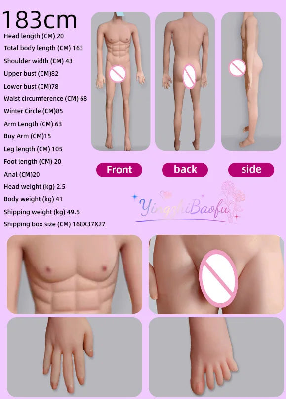 180-200CM realistic silicone male doll penis anal oral sex adult sex doll TPE sex toy toy female masturbator gay doll luvshop24