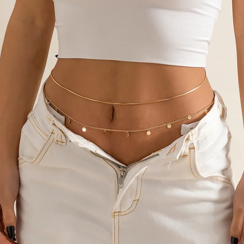 Summer Accessories Versatile Colorful Oil Drop Beads Chain Body Chain Bohemian Geometric Love Waist Chain Body Chains for Woman luvshop24