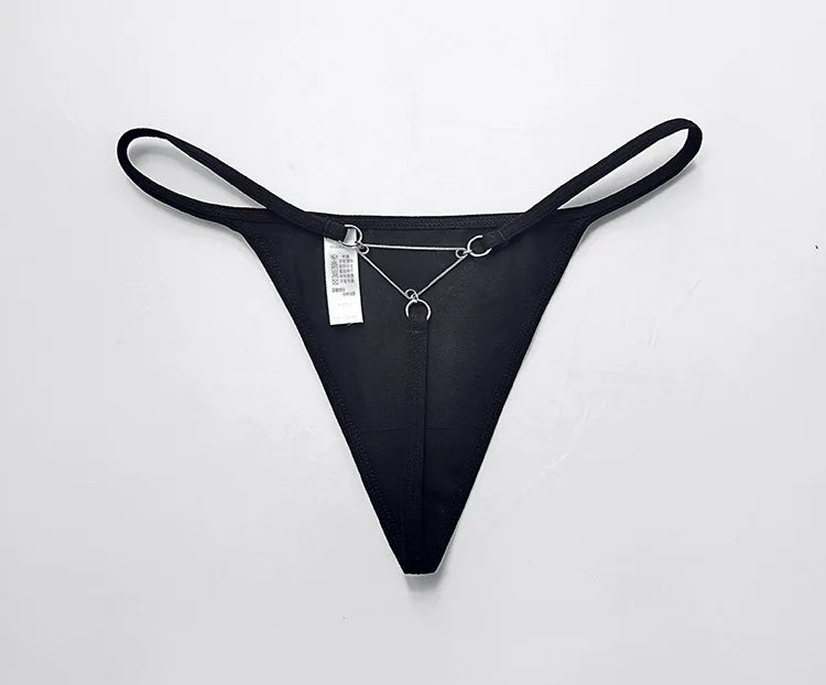 Metal Chain Hot Sexy Women Panties Cotton G String Girls Briefs Letter Thong Erotic Female Underwear Low Waist Intimates luvshop24