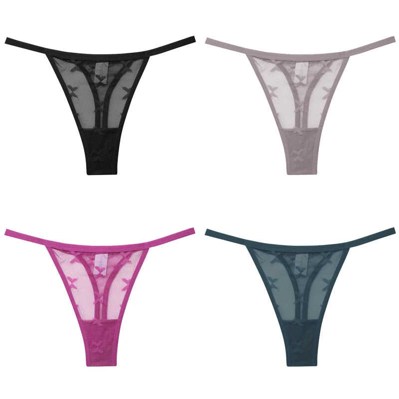 4Pcs Lace Bikini Panties Women Sexy Thongs Lace G-string Underpants S-XL Ladies Comfortable T-Back Underwear Sexy Lingerie 2022 luvshop24