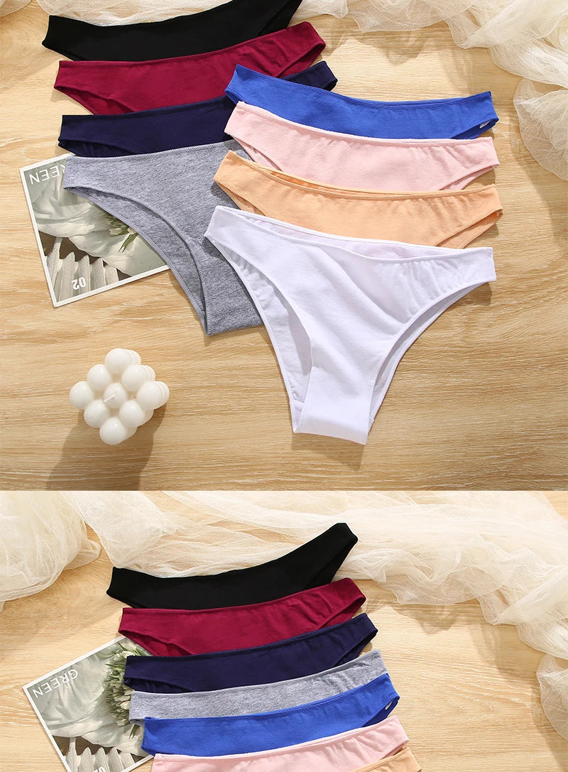 FINETOO 5PCS/Set M-XXL Panties Women Cotton Lingerie Woman Underwear Sexy Femme Underwear Girls Underpant Panty 7 Solid Colors luvshop24