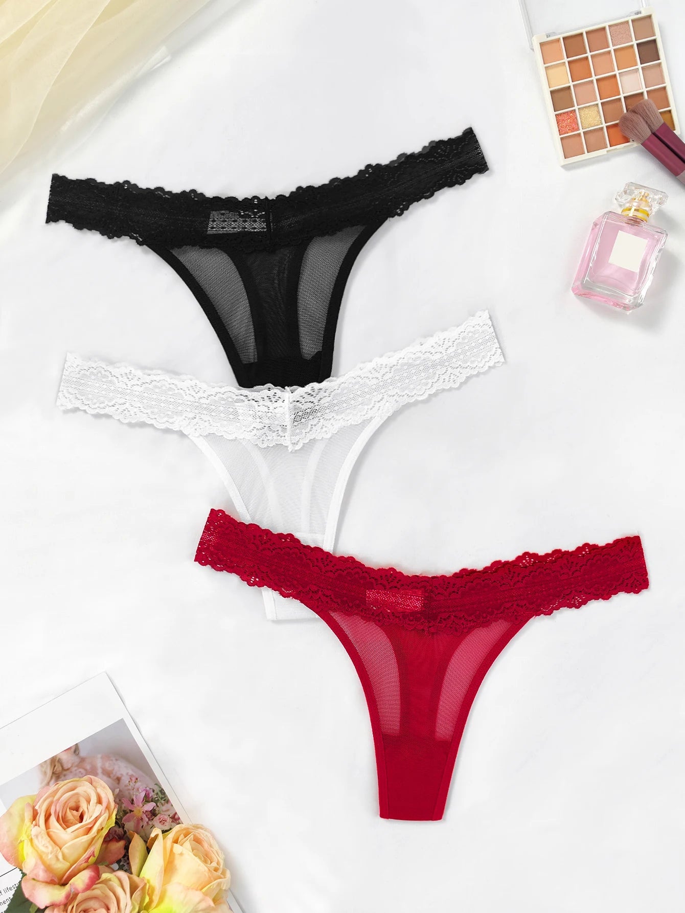 3pcs/Set Sexy Women G-string Underwear Multi Color Female Thongs Breathable Floral Panties Lady Underpants Intimate Lingerie luvshop24