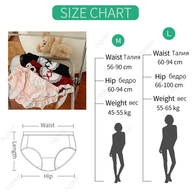 Lace Ice Silk Lolita Women Briefs Maid Cosplay Japanese JK Girls Panties Underwear Female Sexy Cute Bowknot Student Lingerie luvshop24