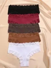 5Pcs/set Women Cotton Panties Floral Lace Intimate Underwear Trendy Patchwork Lace Briefs Female Soft Underpants Lingerie S-XL luvshop24