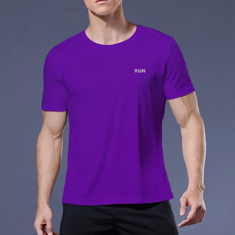 Sport Shirt 2024 Summer New 100% Polyester White Solid T Shirt Men Causal O-neck Basic T-shirt Male High Quality Running Tops luvshop24