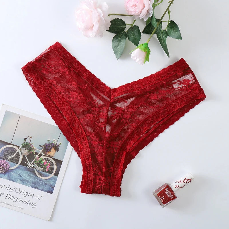 New Panties Women Lace Underwear Sexy Low Rise Briefs Hollow Out G String Underpant Solid Comfortable Female Temptation Lingerie luvshop24