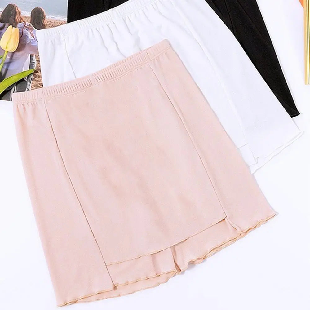 Women's Summer Ice Silk High Waist Shorts Safety Pants Double Layer Seamless Skirt Shorts Underwear Boxer Underpants luvshop24