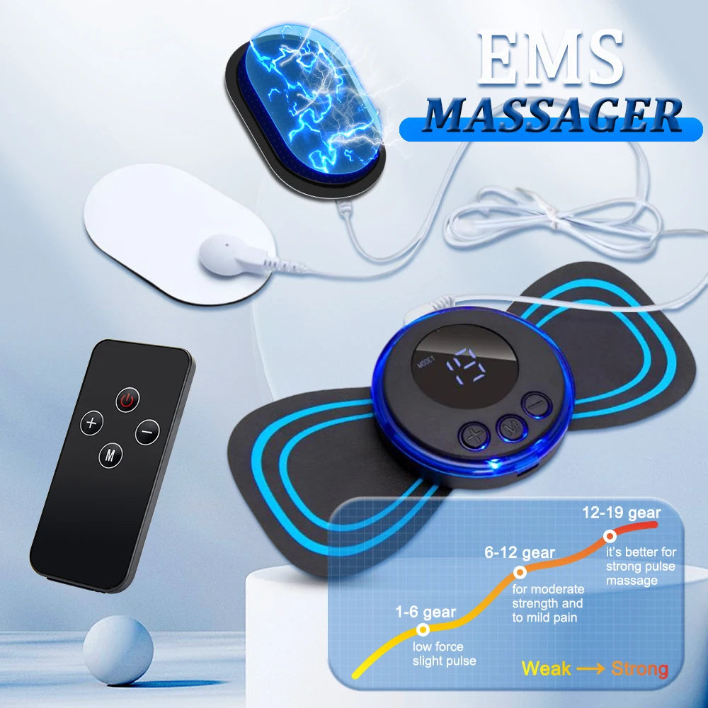EMS Neck Massager Electric Muscle Stimulator Cervical Sticker Massage Patch Low Frequency Pulse Masajeador Pads Body Pain Relief luvshop24