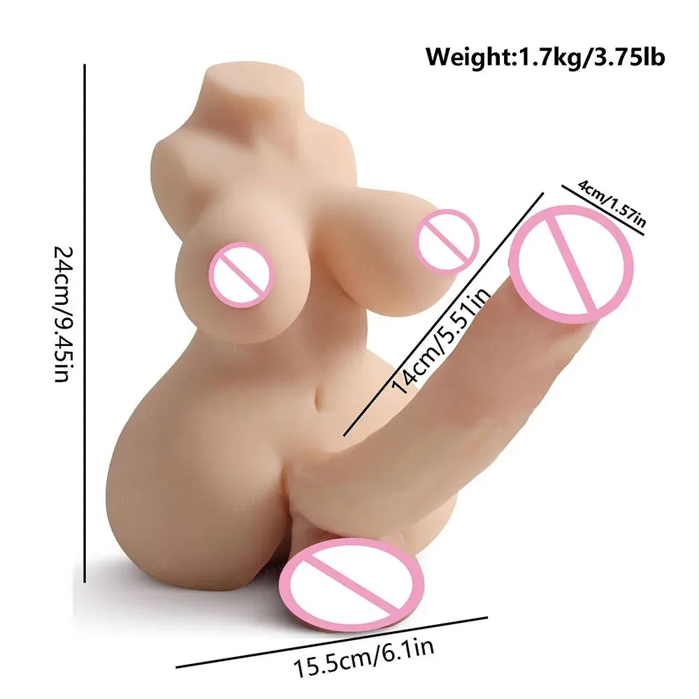 Fake Penis Sex Toy Bisexual Pocket Vagina 2-in-1 Male Toy With Realistic Flexible Penis Torso Adult Masturbation Porn Love Toy luvshop24