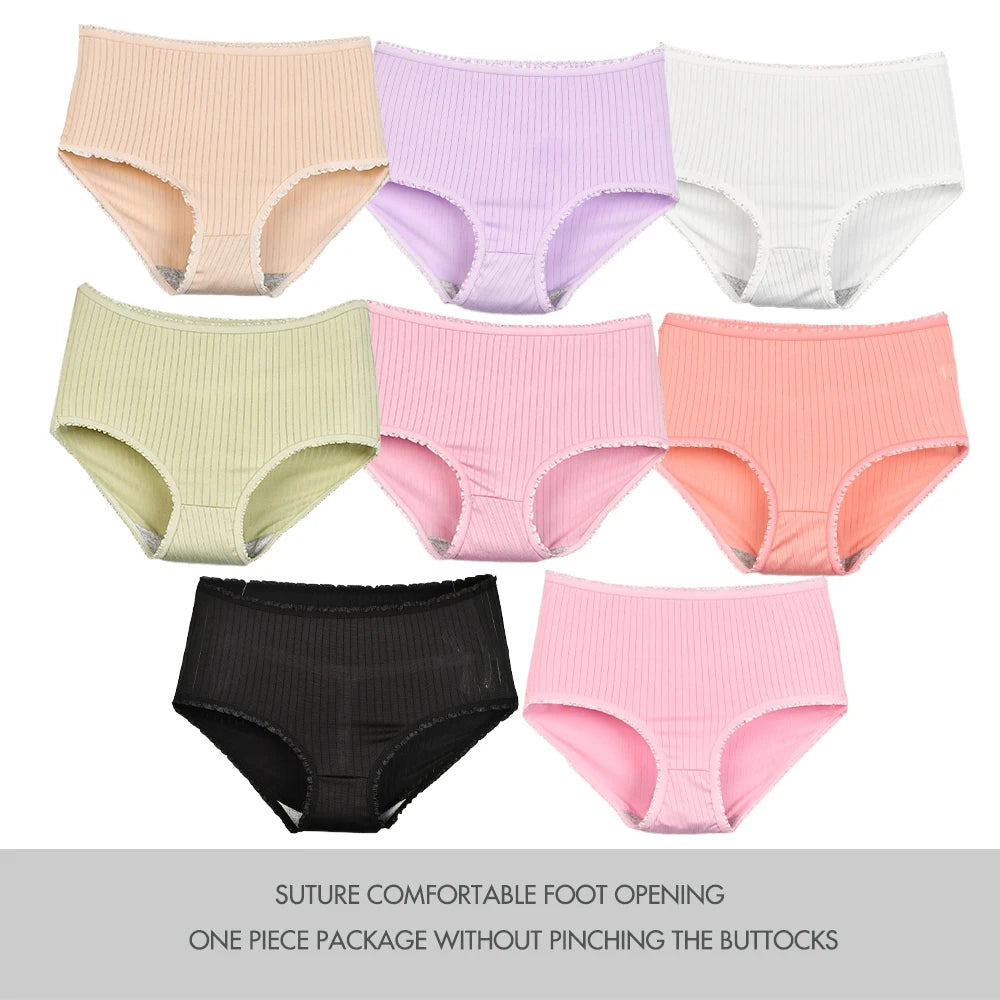 8pcs/lot Women Panties Milk Silk Girls Plus Size Underwear High Waist Briefs Breathable Solid Color Female Lingerie 38-100KG luvshop24