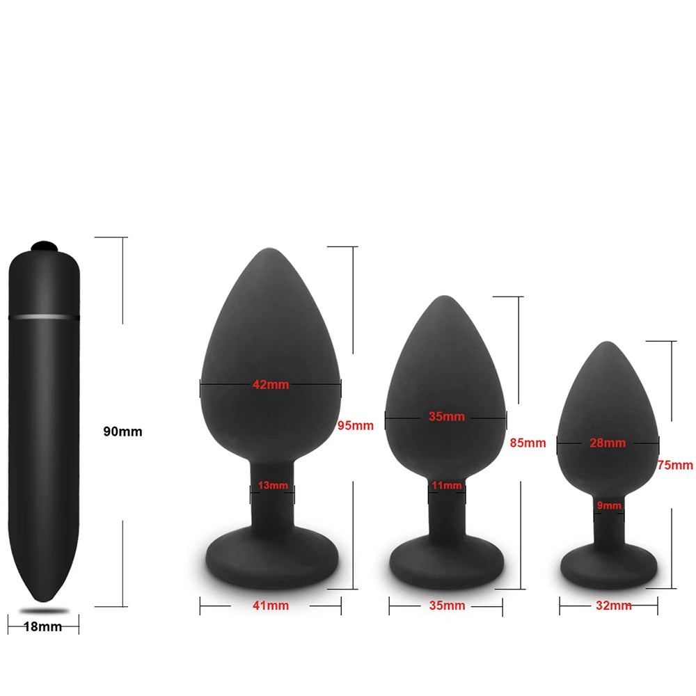 4pcs Soft Silicone Anal Plug Mini Erotic Bullet Vibrator Butt Plug Sex Toy for Men Women Gay Couples Anal Stimulator luvshop24