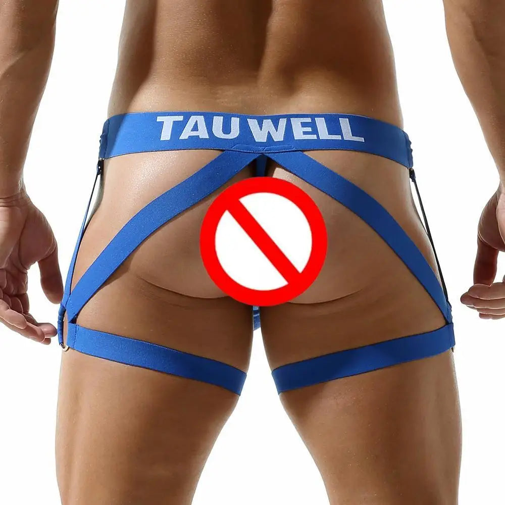 TAUWELL Mens Sexy Underwear Jockstrap Thong Bondage Lingerie Lowrise Briefs Leg Belt Thongs G-string Male Panties Gay Underpants luvshop24