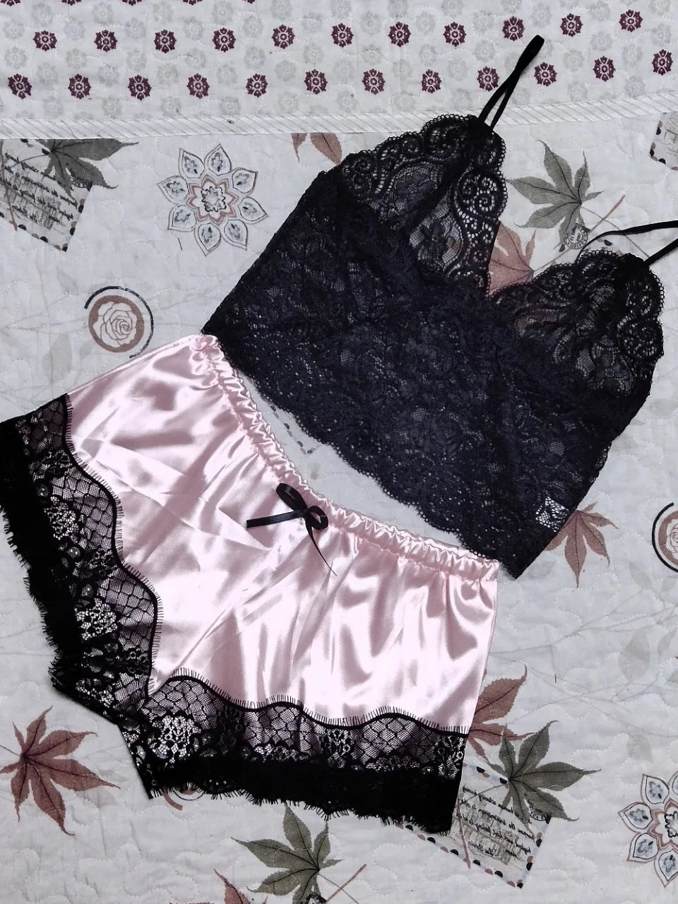 Lace Sleepwear Set for Women Sexy Transparent Sleeveless Tops Silk Shorts Pajamas Nightwear S-3XL Female Lingerie Sleep Wears luvshop24