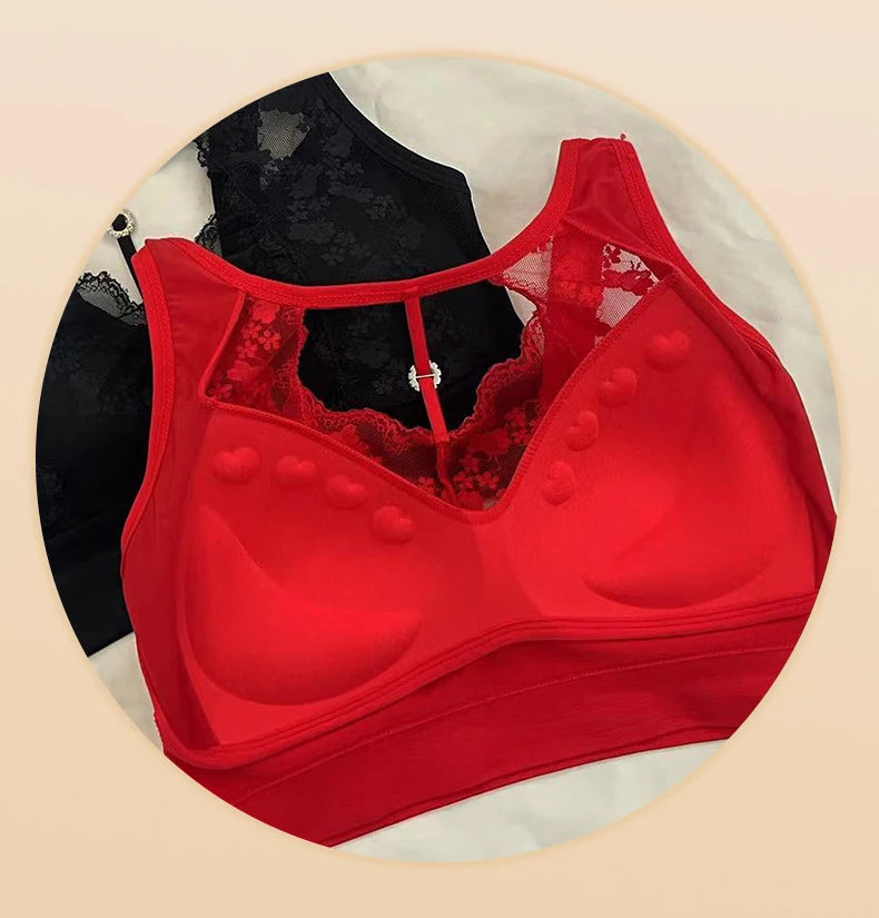 1pcs Lace Sexy Bra No Steel Ring Comfortable Full Cup Large Size Bra Vest Bra One Gather Anti Sagging Underwear luvshop24