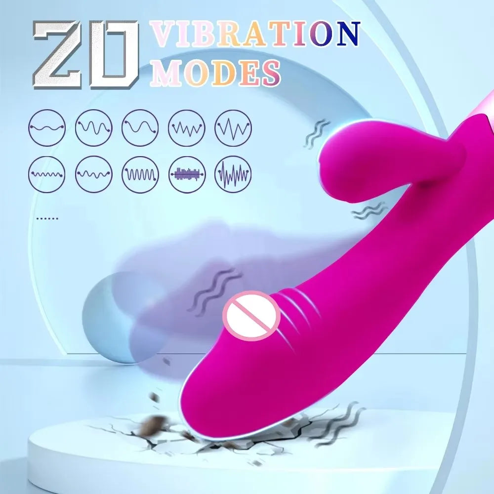 Rabbit Vibrator for Women Vagina G-Spot Nipple Clitoris Stimulator Thrusting Telescopic Rotating Dildo for Adult Sexy Toys 18+ luvshop24