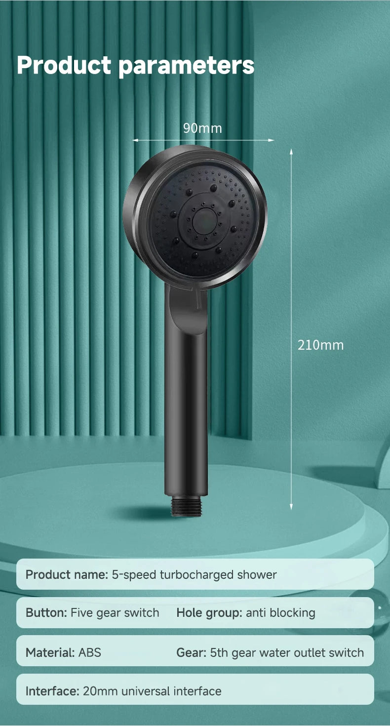 5 Modes Pressure Boost Shower Head Multifunction Adjustable Large Water Shower Nozzle Massage Bathroom Accessory luvshop24