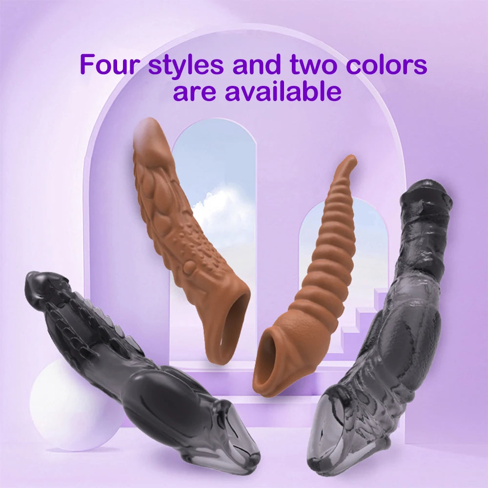 HESEKS Vibrating Penis Sleeve Vibrator for Men Couple Penis Extender Cover Reusable Special Condom Cock Erotic Toys for Men luvshop24