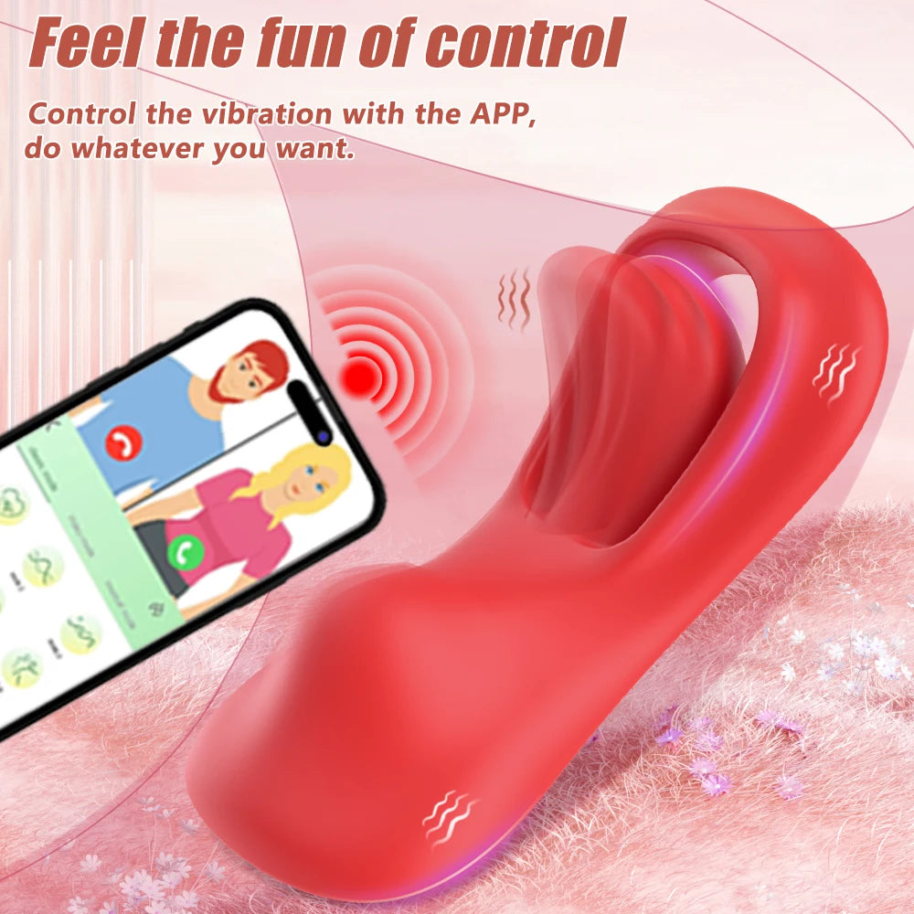 Wearable APP Controlling Tongue Vibrator 9 Vibration Panties Clitoral Double Stimulation Massager Penetration Female Adult Toys luvshop24