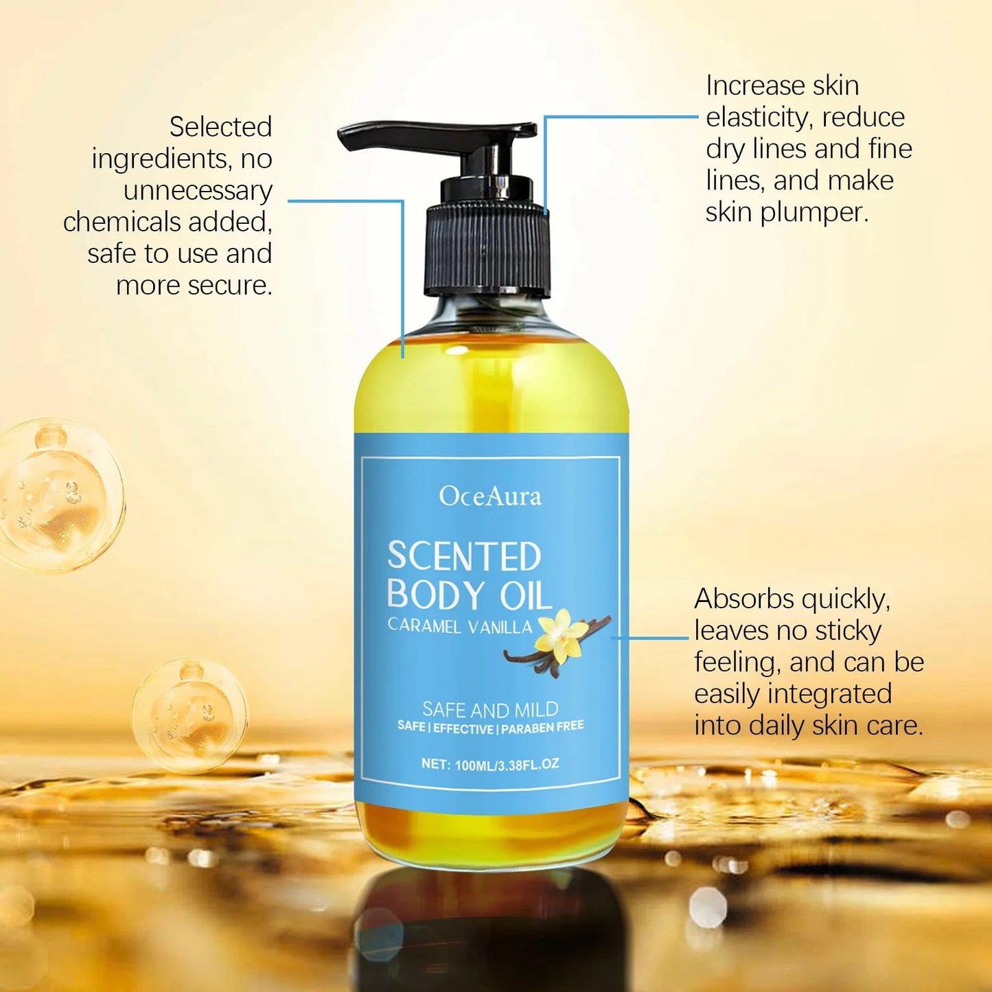 Vanilla Body Massage Oil Improve Moisturizing Relieve Stress Strengthen Nourishing Muscle Relaxing Body SPA Plant Essential Oils luvshop24