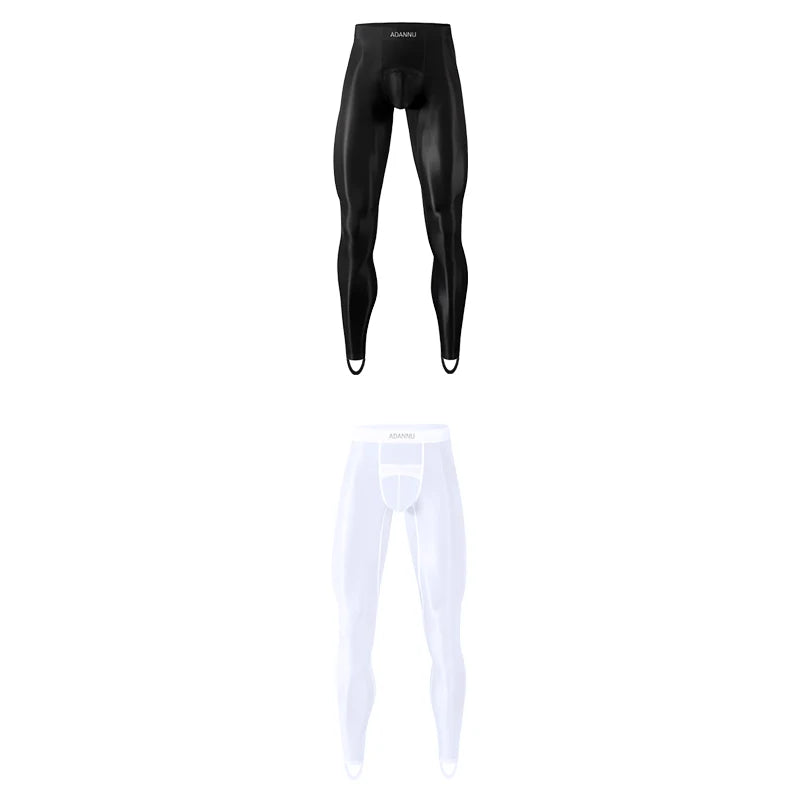 1/2/3PCS Men's Leggings Underwea Thin Sexy Transparent Ice Silk High Stretch Foot Anti Slip Pants Fitness Bottoms Pants AD776 luvshop24