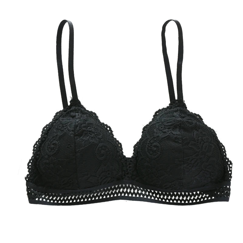 Lace Underwear Female Thin Section Bra Solid Color Embroidery Hollow Tube Top Black/RedWhite 3 Colors luvshop24
