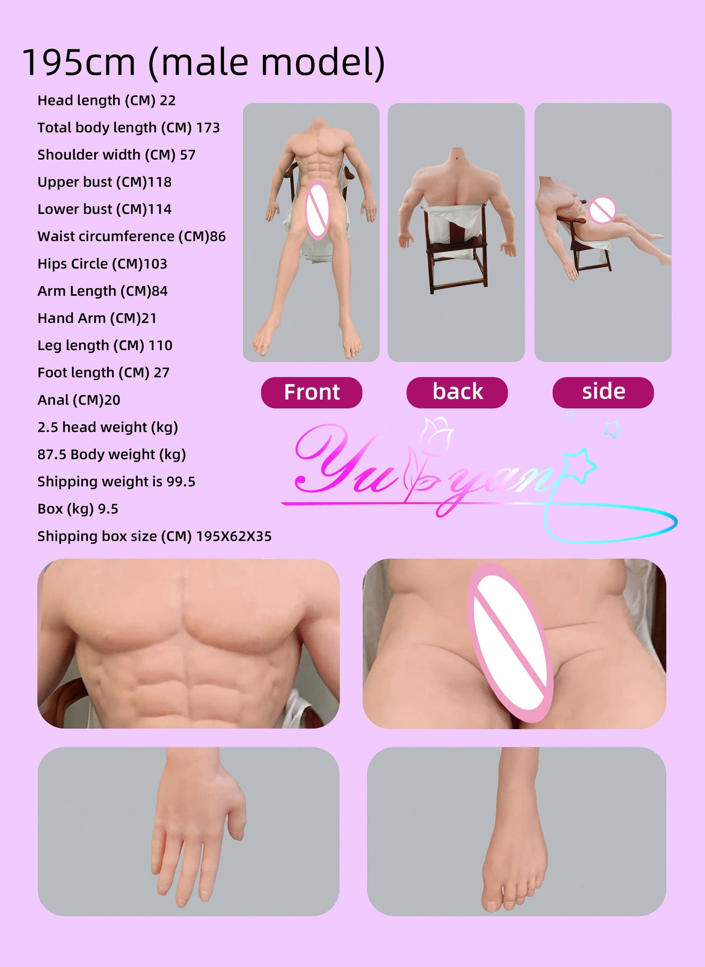 180-200cm realistic silicone male doll penis anal adult sex toy muscular samurai female masturbator gay doll luvshop24