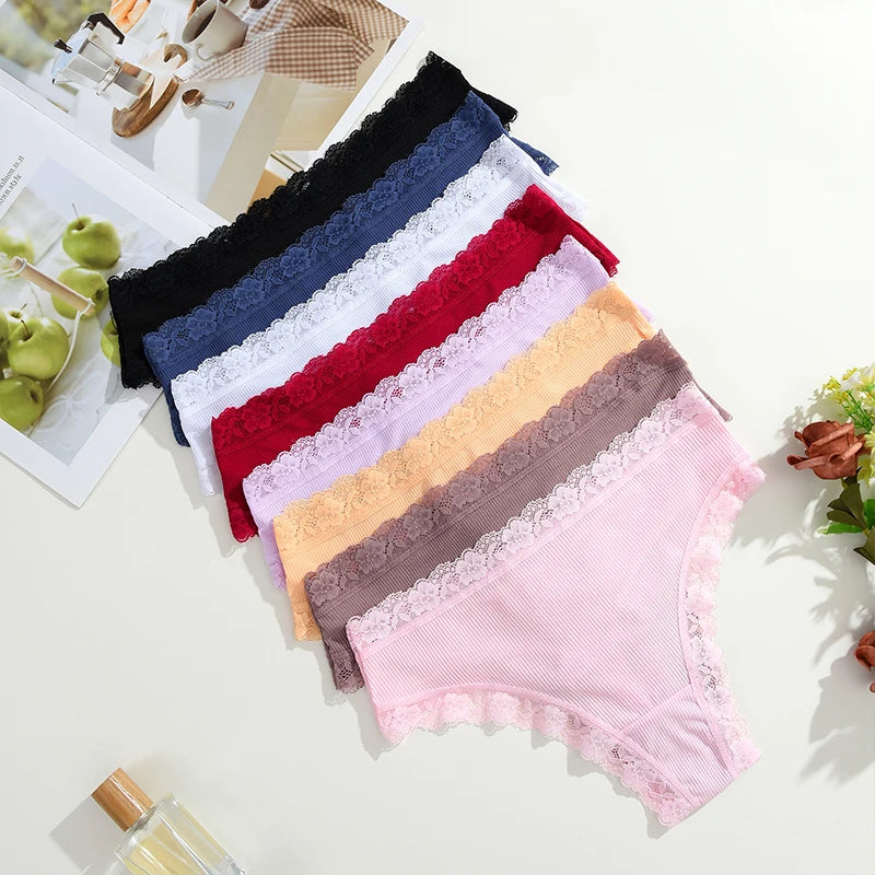 6PCS/Set Sexy Lace Panties for Women Low Waist G-String Underwear Ladies Sexy T-Back Bikini Female Breathable Lingerie Plus Size luvshop24