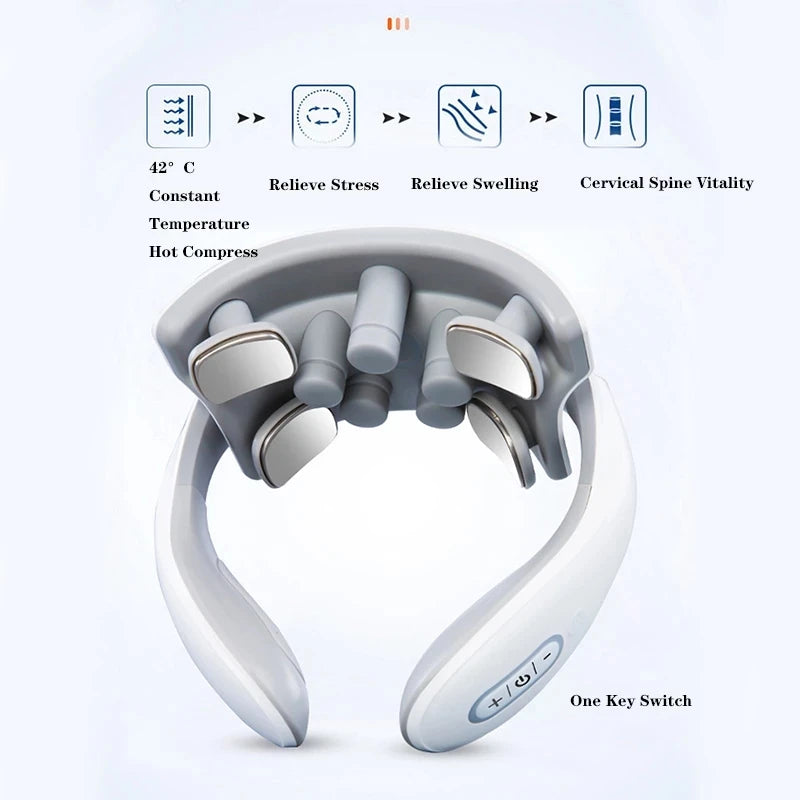 Smart Neck Massage Instrument Portable Shoulder Neck Massage Cervical Vertebra Health Care Vibrator Heating Compress Massage luvshop24