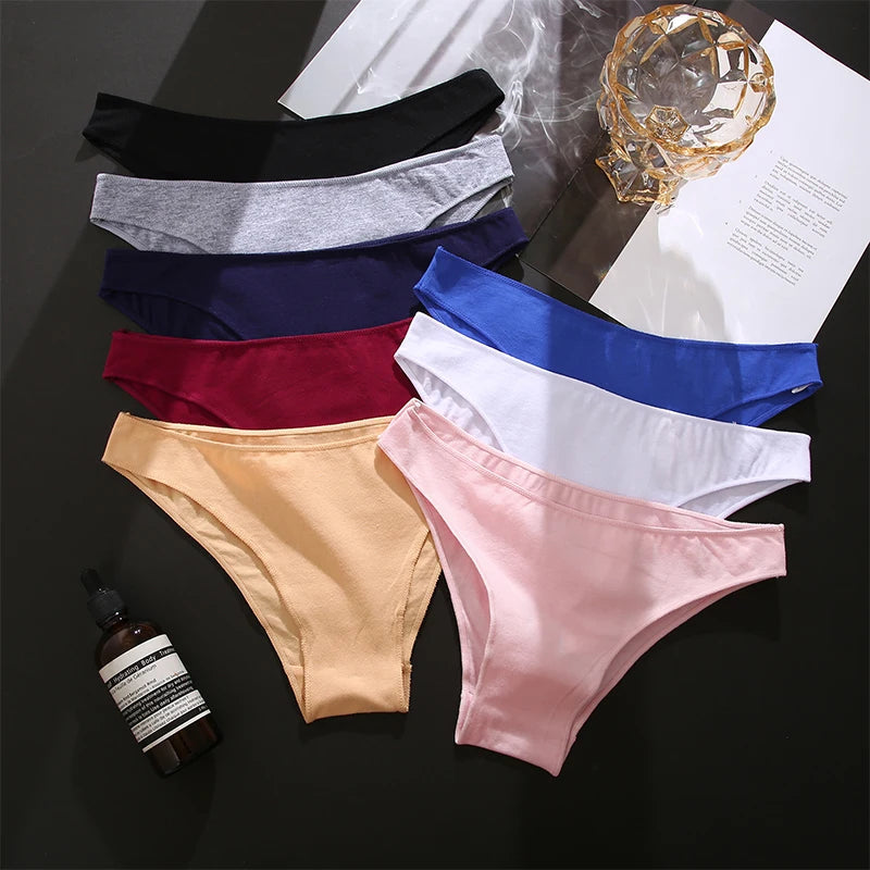 FINETOO 5PCS/Set M-XXL Panties Women Cotton Lingerie Woman Underwear Sexy Femme Underwear Girls Underpant Panty 7 Solid Colors luvshop24