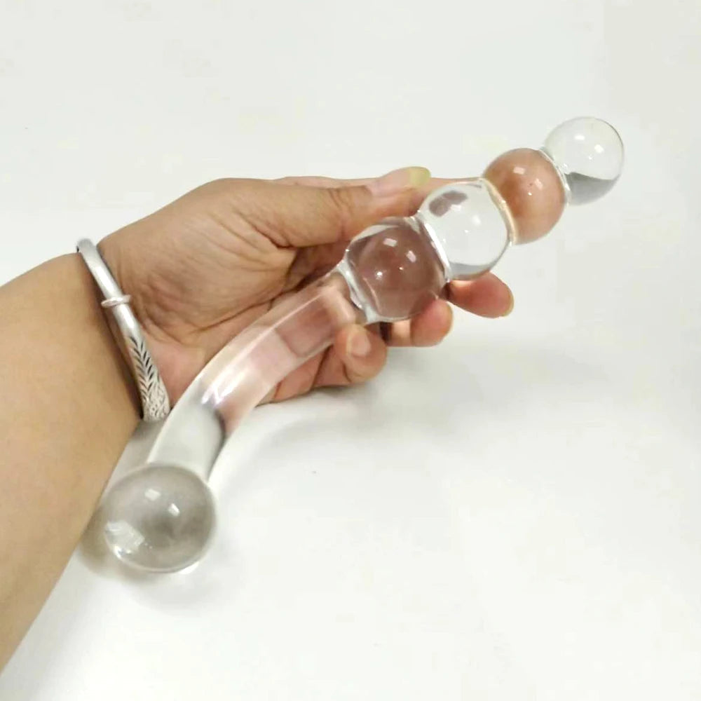 Pyrex Glass Dildo 195x33mm Fake Penis Crystal Anal Beads Butt Plug Prostate Massager G Spot Female Masturbation Toys luvshop24