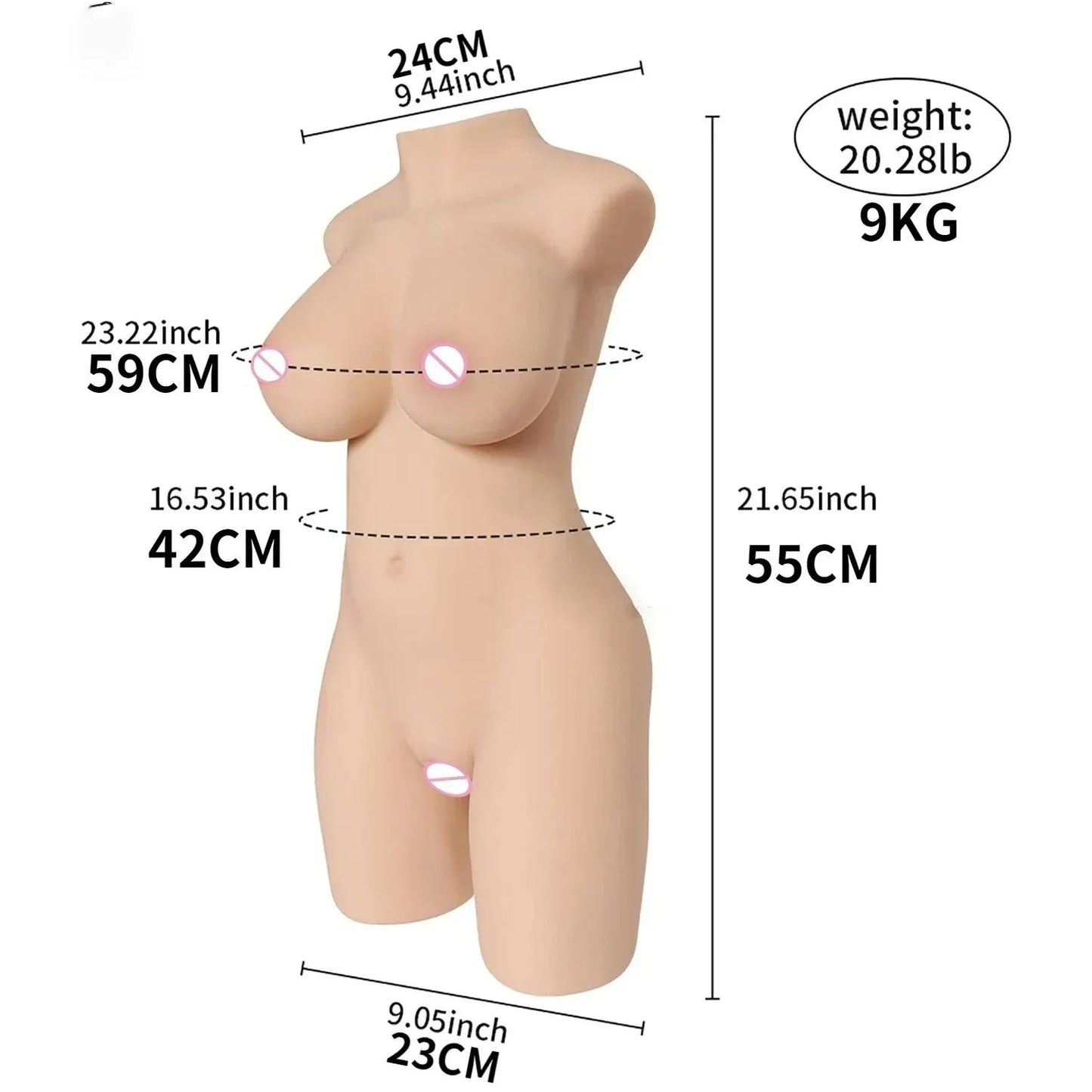 TPE Silicone Testicular Vaginal Double Combination, Half Body, Transgender, Penis, Female Vagina, Anus, Chest, Sexual Experience luvshop24